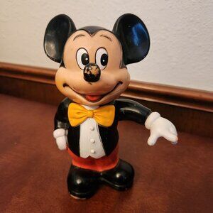 1970s Vintage Mickey Mouse Coin Bank with Wear & Character